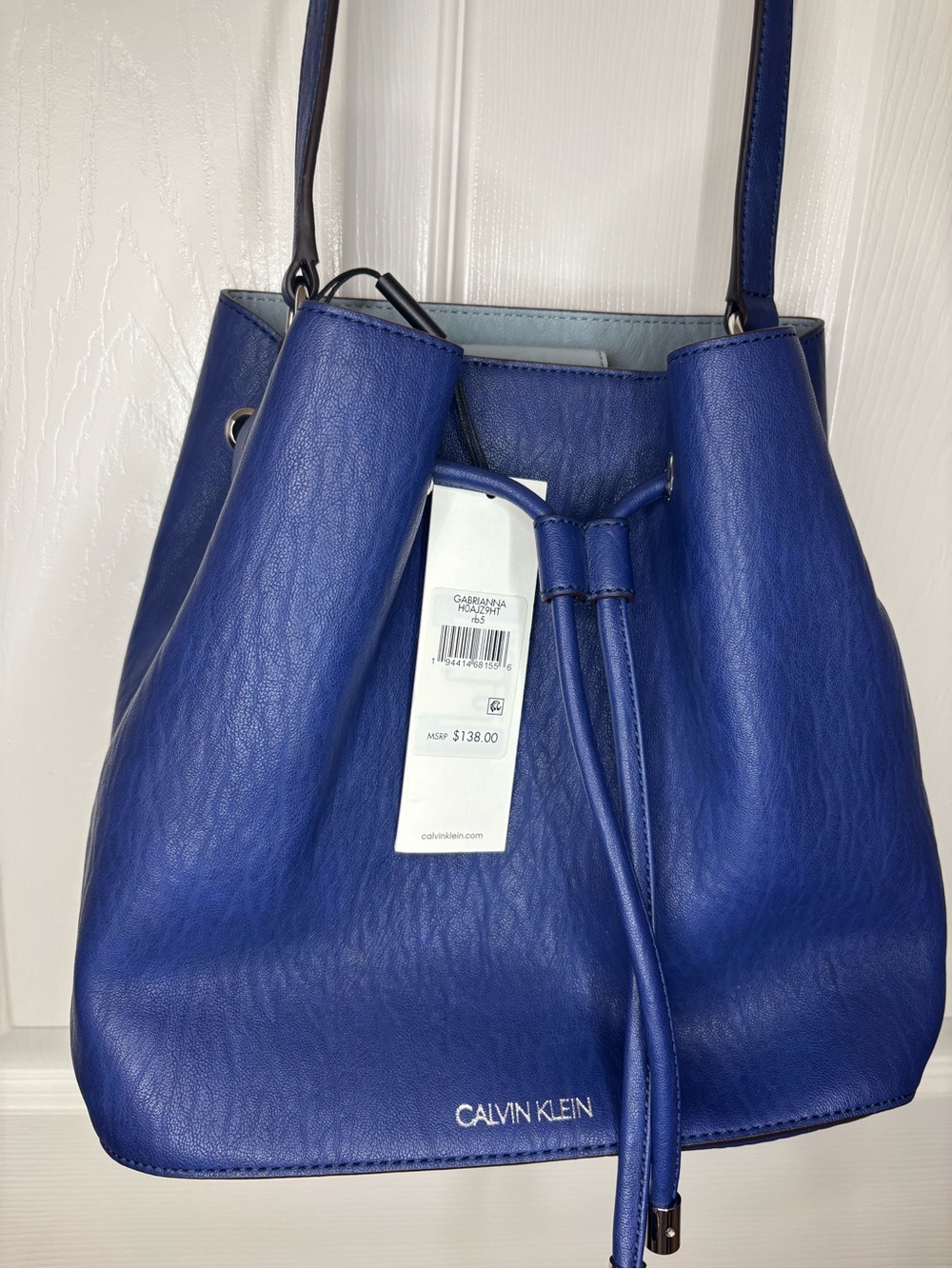 Calvin Klein Navy Drawstring Crossbody Bag